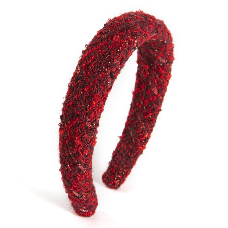 Wholesale New Year Festive Woolen Knitted High Skull Sponge Hair Headband